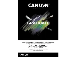 Mixed mediapapier Canson Graduate Mixed Media 20vel 240gr A3 zwart - 1