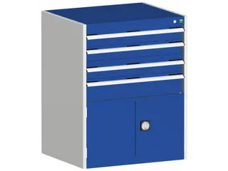 ladekast HxBxD 1000x800x650mm 4laden romp RAL7035 front RAL5010 - 1