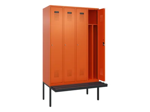 locker met bank,voor scheiding van kleding,HxBxD 2120x1200x815mm,4vak