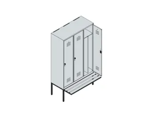 locker voor scheiding van kleding,HxBxD 2120x1200x815mm,3vak - 3