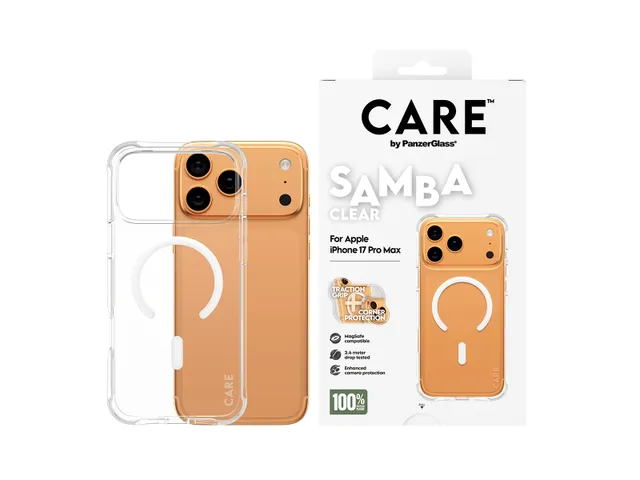 PanzerGlass CARE by Samba Case Transparent w. White MagSafe iPho