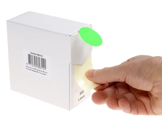 Etiket Rillprint 35mm op rol fluor groen 500 stuks