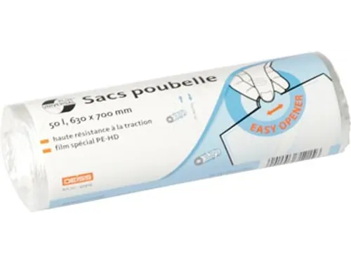 Universal Plus vuilniszak 10 micron 63x70 cm 50L wit rol 50 stuks