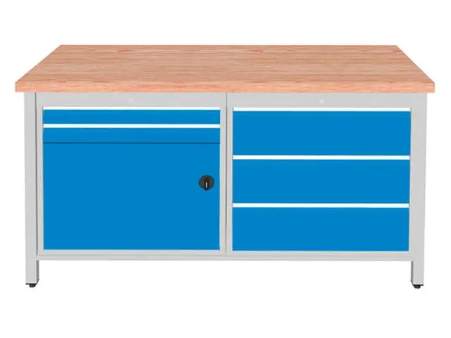 werkbank,HxBxD 860x1500x750mm,onderstel RAL3003,fronten RAL9005