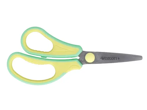 Kinderschaar Westcott Gripeeze 14cm pastel geel / l.blauw linkshandig