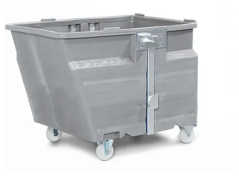 PE-kiepbak,HxLxB 900x1260x960mm,0,6m³,draagverm. 300kg,grijs,Wielen