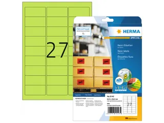 HERMA 5143 Gekleurde etiketten A4 63,5x29,6mm Neon Groen 540 stuks - 1