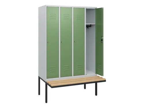 locker met bank,HxBxD 1950x1200x815mm,4vak,vak B 300mm,cil.-slot