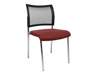 Bezoekersstoel Zitting Bordeauxrood Stof Rug Netbekleding Zwart - 2