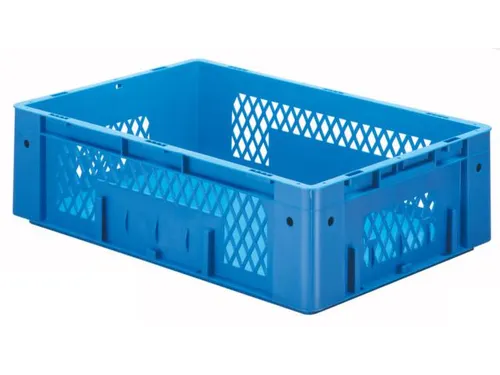 Euronorm Stapelkrat 175x600x400mm 31l Opengewerkt/Bodem Gesl. Blauw