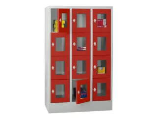 lockerkast,HxBxD 1518x900x500mm,3x4vakken,RAL7035,front RAL3000 - 2