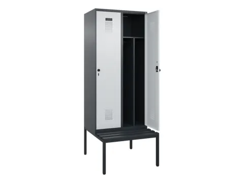 locker met bank,voor scheiding van kleding,HxBxD 2120x800x815mm,2vak