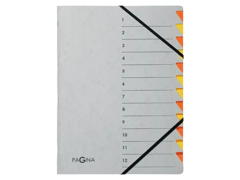 Sorteermap Pagna Easy 12 vaks A4 Grijs/Oranje karton