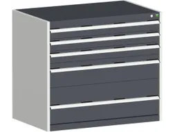 ladekast HxBxD 900x1050x650mm 5 laden romp Ral7035 front Ral7016 staal