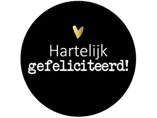 KP Sticker rond 40mm Hartelijk gefeliciteerd goud hart 250 stuks - 1
