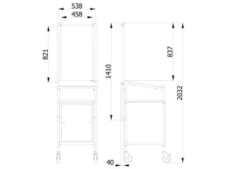 anti-speekselscherm,pvc-folie,glashelder,frame staal RAL5007 - 2