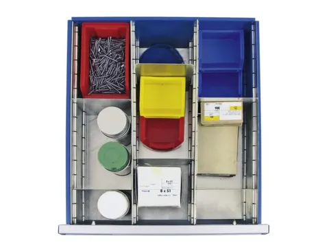 lade-indelingsset,9vakken,v. front H 200mm,staal verzinkt