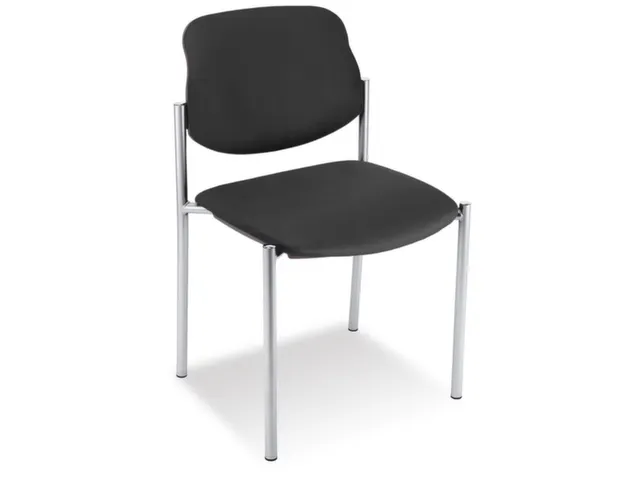 Bezoekersstoel,4Voeten Ronde Buis Aluminium-Zilver,Zitting Stof Zwart