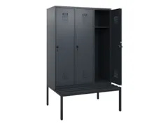 locker met bank,HxBxD 1950x1200x815mm,3vak,vak B 400mm,draaigrendel