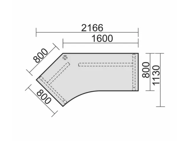 In hoogte verstelbaar hoekbureau 680-820x2166x1130mm esdoorn zilver