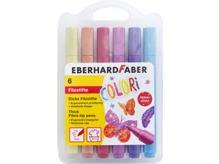 Viltstiften EFA Jumbo 2mm 6 glitter kleuren in kunststof etui - 2
