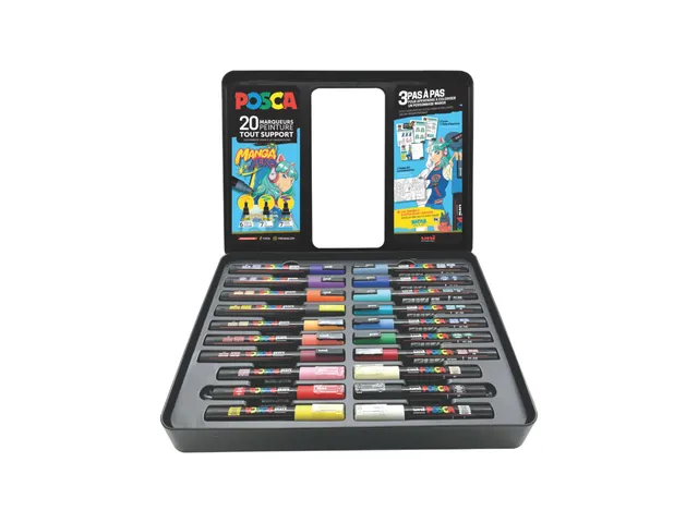 Paintmarker Uni POSCA Manga Hero assorti koffer 20 stuks