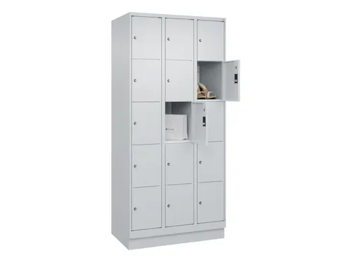 lockerkast,HxBxD 1950x900x500mm,3x5vakken,vak B 300mm,cil.-slot,sokkel