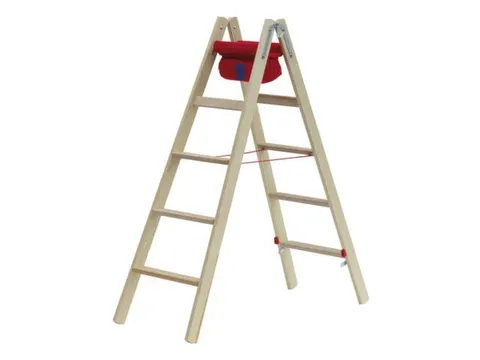 trapladder,beide zijden,2x5,treden,balk L 1,52m,hout