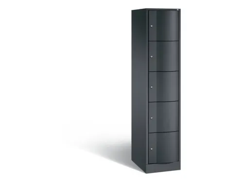 lockerkast 1950x396x540mm 1x5 vakken RAL7021 front RAL7021 sokkel
