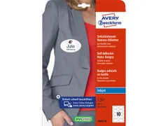 Naambadge zelfkl. Zweckform ovaal 85x50mm wit afneembaar 200 etiketten