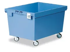 Mobiele Opslagbak Hoekig Pp 523x800x600mm 151 liter Open Wielen Blauw