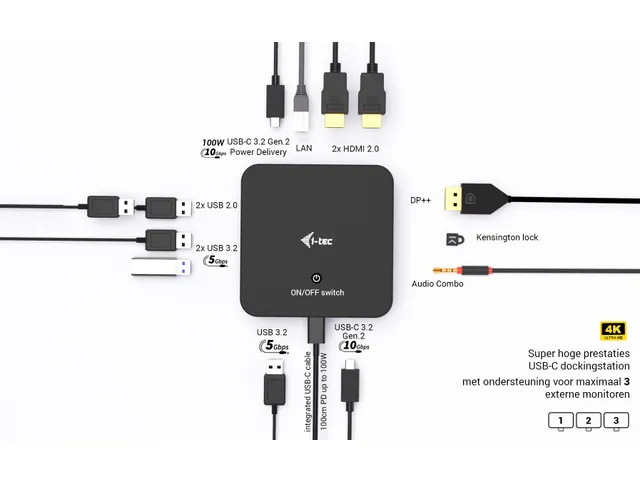 i-tec USB-C DP Dual HDMI Docking Station with Power Delivery 100 W
