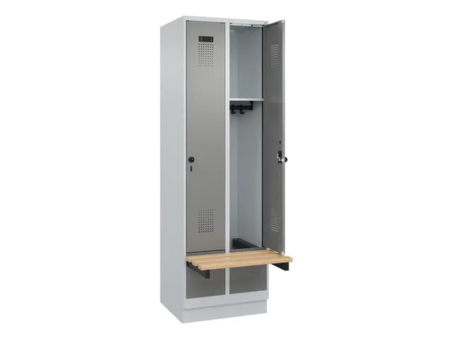 locker met bank,HxBxD 1950x600x815mm,2vak,vak B 300mm,draaigrendel