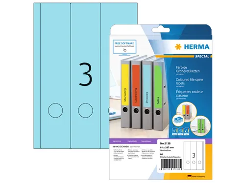Herma 5138 Rugetiket breed 61x297mm Blauw permanent 60 stuks