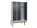 locker met bank,voor scheiding van kleding,HxBxD 2120x1200x815mm,3vak