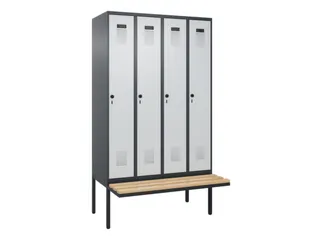 locker met bank,voor scheiding van kleding,HxBxD 2120x1200x815mm,4vak - 2