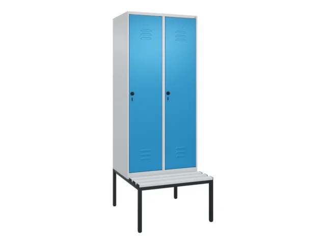 locker met bank,HxBxD 2120x800x815mm,2vak,vak B 400mm,draaigrendel