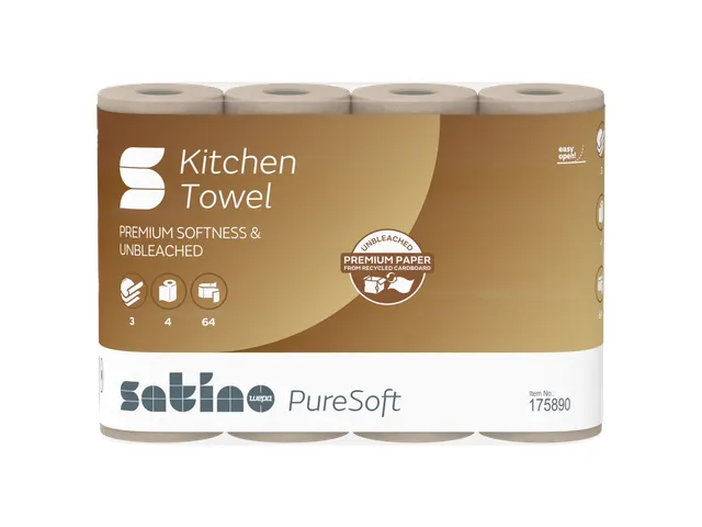 Keukenrol Satino 175891 PureSoft 3laags 4x64 vel naturel