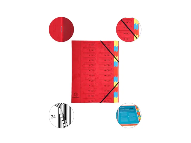 Sorteermap elastoslu iting 24 vak rood