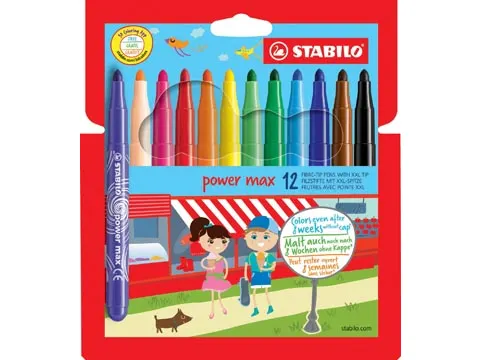 Power Max Viltstift Etui Van 12 Stuks Assorti