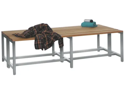 dubbele zitbank,LxD 2000x740mm,houten lijst beuken,onderstel RAL7016