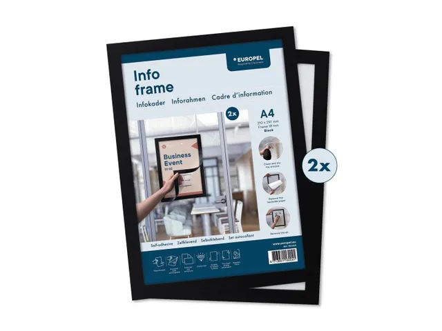 Infokader Europel zelfklevend A4 zwart
