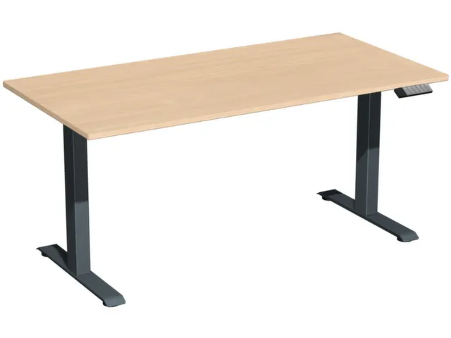 Elektrisch ihv bureau,HxBxD 730-1230x1600x800mm,blad beuken