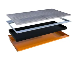ophangbak,opvangvol. 200l,HxBxD 140x2150x1250/915mm,m. PE-element - 2