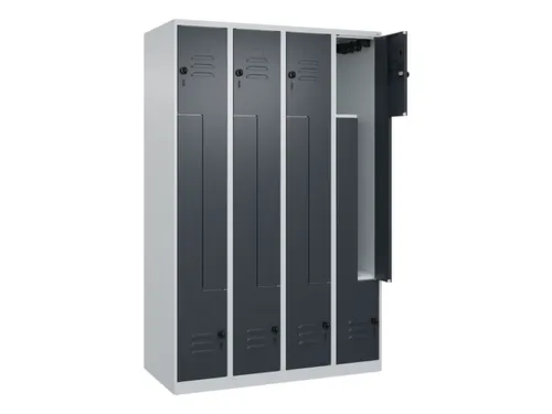 Z-garderobekast,HxBxD 1850x1200x500mm,vak B 150/300mm,draaigrendel