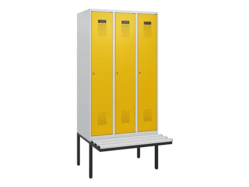 locker met bank,HxBxD 1950x900x815mm,3vak,vak B 300mm,cilinderslot