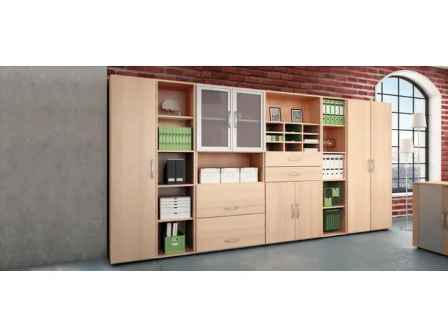 kantoor-combikast HxBxD 2160x800x420mm dubbele vleugeldeur beuken