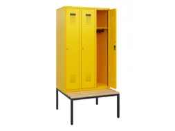 locker met bank,HxBxD 1950x900x815mm,3vak,vak B 300mm,cilinderslot