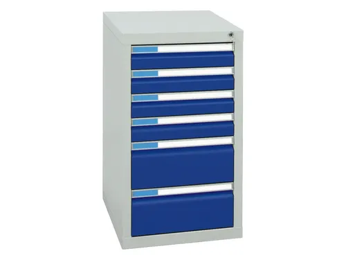 ladekast HxBxD 900x500x500mm 6laden vergrendeling RAL7035 RAL5010