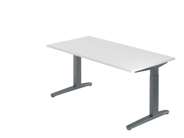 In hoogte verstelbaar bureau,HxBxD 680-850x1600x800mm,blad wit